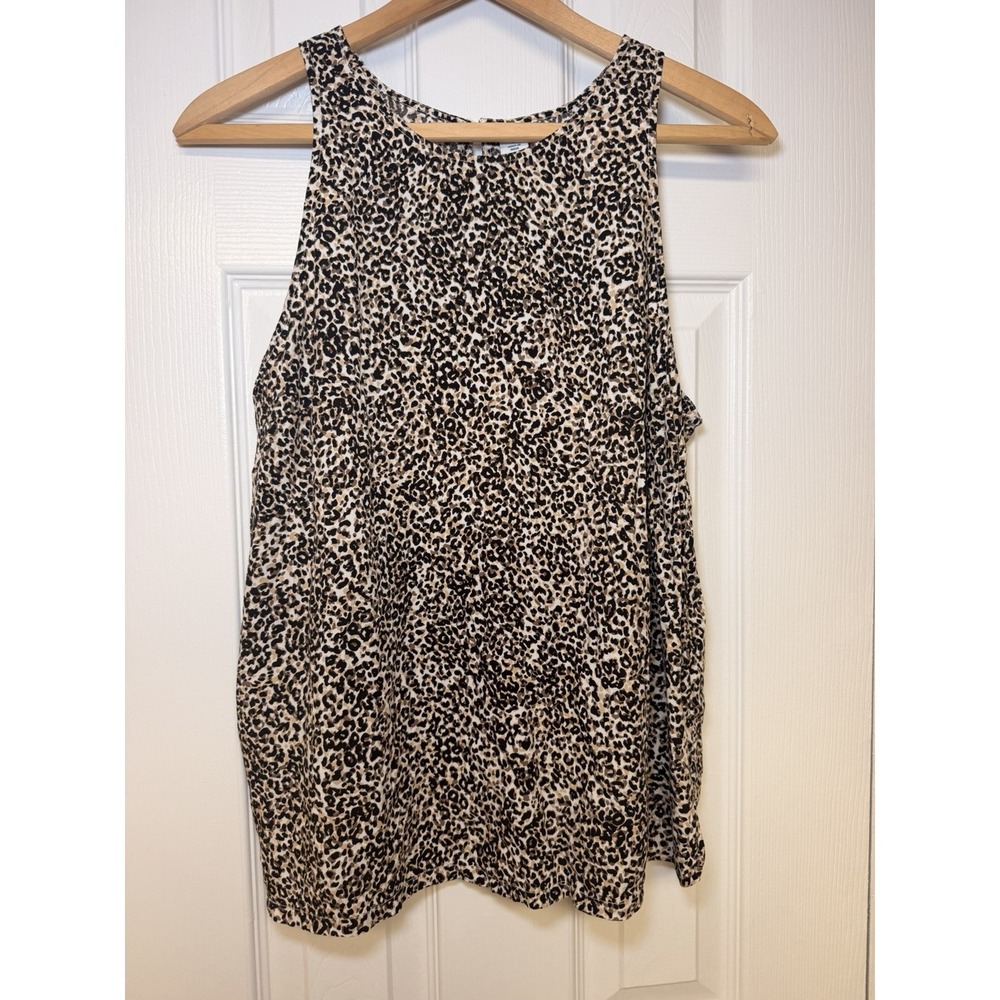 Old‎ Navy Leopard Print Sleeveless Blouse Medium Business Casual Top Office Tank